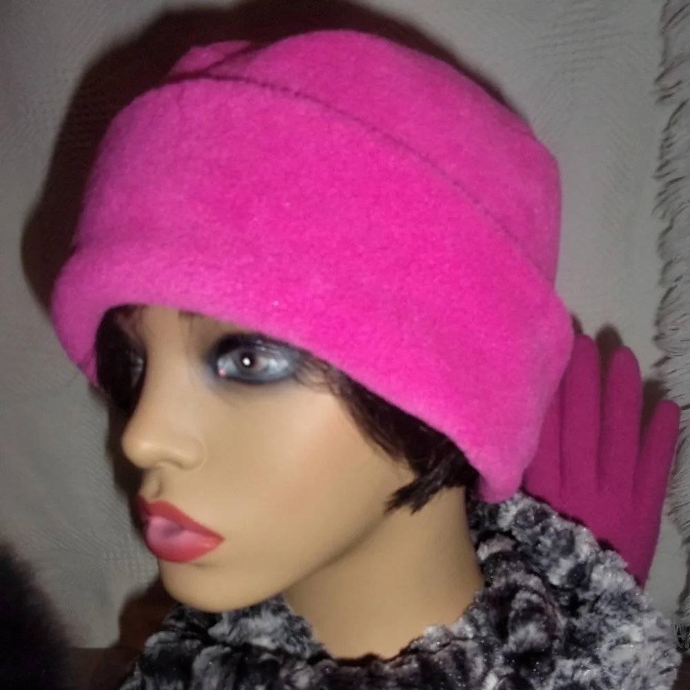 Pink Polyester Velour Cap - Picture 1 of 4
